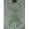 Image 3 : Two electrified oil lamps, including clear Drape pattern; and green glass Estimate 80/150...