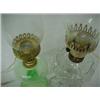 Image 4 : Two electrified oil lamps, including clear Drape pattern; and green glass Estimate 80/150...