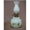 Image 3 : Two miniature oil lamps including Victorian milk glass lamp with gold trim; and a diamond quilted...