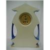 Image 3 : Art Deco porcelain cased mantle clock, gilt decoration over blue ground, scene on bottom depictin...