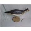 Image 1 : Carved Shore Bird on wooden stand with bead eyes and nail bill, 17 1/2" long X 8 1/2" high Est...