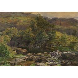 late 19th/early 20th century british school,ROCKY STREAM IN A HIGHLAND LANDSCAPE....