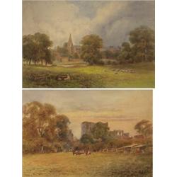 ernest sanders,TWO VIEWS:  CATTLE IN THE FIELD; and SHEEP IN THE MEADOW....