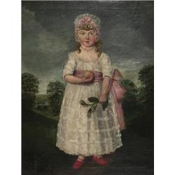 late 18th / early 19th century british school,FULL LENGTH PORTRAIT OF A YOUNG GIRL IN LACE DRESS...