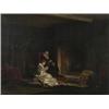 Image 1 : john watkins chapman,WOMAN READING TO A SEATED GENTLEMAN IN A PANELLED INTERIOR....