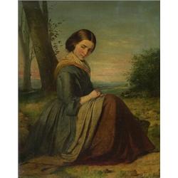 joseph henderson rsw,YOUNG WOMAN SEATED ON PATH....