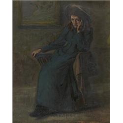 LATE 19TH CENTURY BRITISH SCHOOL,study of pensive woman seated....