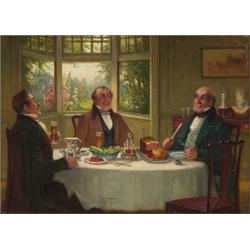 george fox,GENTLEMEN ENJOYING A MEAL....