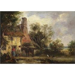 attributed to george barrell willcock,TWO VIEWS:  DRINKING TIME; and OLD FARMSTEAD....