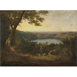 nineteenth century british school,LAKE NEME - NEAR ROME....