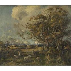 attributed to sir william george gillies,SHEEP IN THE PASTURE....