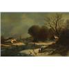 Image 1 : jan jacob coenraad spohler,FIGURES ON THE FROZEN RIVER IN THE LATE AFTERNOON....