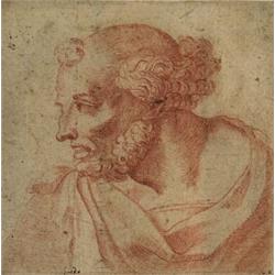 circle of guido reni,STUDY OF A MAN IN PROFILE....