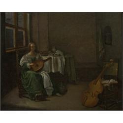 circle of christoph jacobsz van der lamen,LADY PLAYING THE LUTE....