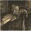 Image 1 : KATHE KOLLWITZ,BEIM DENGELN (Klipstein 88, XIV b)....