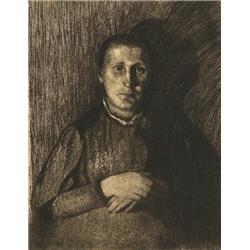 KATHE KOLLWITZ,FRAU MIT UBEREINANDERGELEGTEN HANDEN (Klipstein 43 VII a)....
