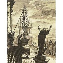 cyril bouda,VIEW OF TOWN SQUARE FROM ST. TYNE CATHEDRAL....