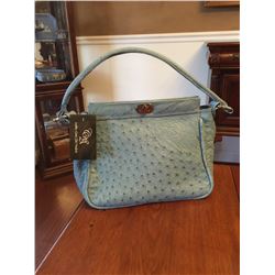 Colletts Wildlife Artistry Light Blue Ostrich Purse