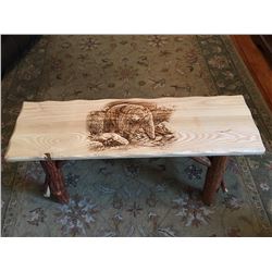 Bear Bench with Birch Seat and Sassafras Legs