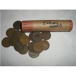 INDIAN HEAD PENNIES *FULL ROLL* 50 TOTAL *UNSEARCHED MIXED DATES & GRADES* ROLL CAME OUT OF SAFE!!