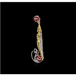 Erte Letter J Pendant Brooch - Gold-Plated Sterling Silver