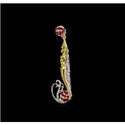 Erte Letter J Pendant Brooch - Gold-Plated Sterling Silver