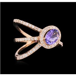 0.72ct Tanzanite and Diamond Ring - 14KT Rose Gold