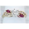 Image 1 : 0.61ctw Diamond and Ruby Ring - 14KT Yellow Gold