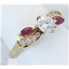 Image 3 : 0.61ctw Diamond and Ruby Ring - 14KT Yellow Gold