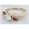 Image 5 : 0.61ctw Diamond and Ruby Ring - 14KT Yellow Gold