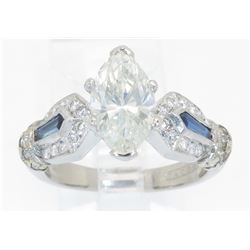 EGL Cert 2.08ctw Diamond and Sapphire Ring - Platinum