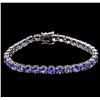 Image 1 : 13.60ctw Tanzanite Bracelet - 14KT White Gold