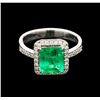 Image 2 : 1.78ct Emerald and Diamond Ring - 18KT White Gold