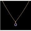 Image 2 : 2.95ct Tanzanite and Diamond Pendant With Chain - 14KT Rose Gold