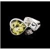 Image 2 : 10KT White Gold 3.16ct Lemon Quartz and Diamond Ring