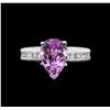 Image 2 : 3.17ct Kunzite and Diamond Ring - 14KT White Gold