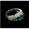 Image 1 : 5.23ctw Emerald, Sapphire and Diamond Ring - 14KT White Gold