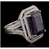 Image 1 : 14KT Two-Tone 11.31ct Amethyst and Diamond Ring