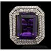 Image 3 : 14KT Two-Tone 11.31ct Amethyst and Diamond Ring