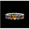 Image 2 : 10.10ctw Multi Color Sapphire Ring - 14KT White Gold