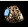 Image 2 : 11.94ct Blue Crystal and Multi Gemstone Ring - 925 SILVER