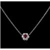 Image 1 : 0.20ct Ruby and Diamond Pendant With Chain - 14KT White Gold
