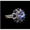 Image 1 : 14KT White Gold 2.49ct Tanzanite, Sapphire and Diamond Ring