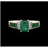 Image 2 : 14KT Yellow Gold 1.56ctw Emerald and Diamond Ring