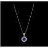 Image 4 : 14KT White Gold 2.31ct Tanzanite and Diamond Pendant With Chain