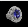 Image 1 : 5.56ct Tanzanite and Diamond Ring - 18KT White Gold