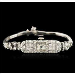 Platinum 0.72ctw Diamond Vintage Ladies Watch