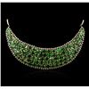 Image 1 : 14KT Yellow Gold GIA Certified 82.00ctw Tsavorite Garnet and Diamond Necklace