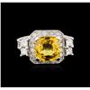 Image 2 : 14KT White Gold 4.72ct Yellow Sapphire and Diamond Ring