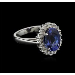 4.12ct Tanzanite and Diamond Ring - 14KT White Gold